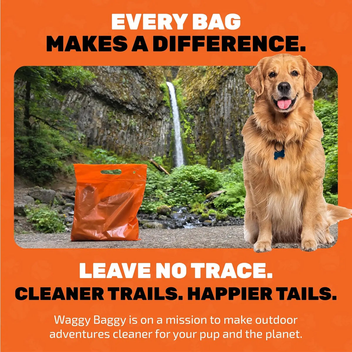 Adventure-Ready Cleanwaste Waggy Baggy Dog Waste Bags - Smell-Proof Dual Bag System with Carry Handle, 10 Count