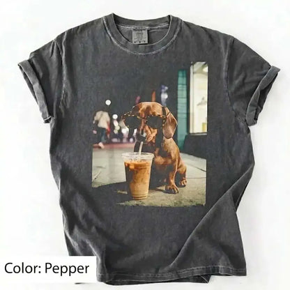 Trendy Comfort Colors Dog Breeds Iced Coffee Tee - Funny Graphic Shirt for Dog Lovers, Unisex Casual Style