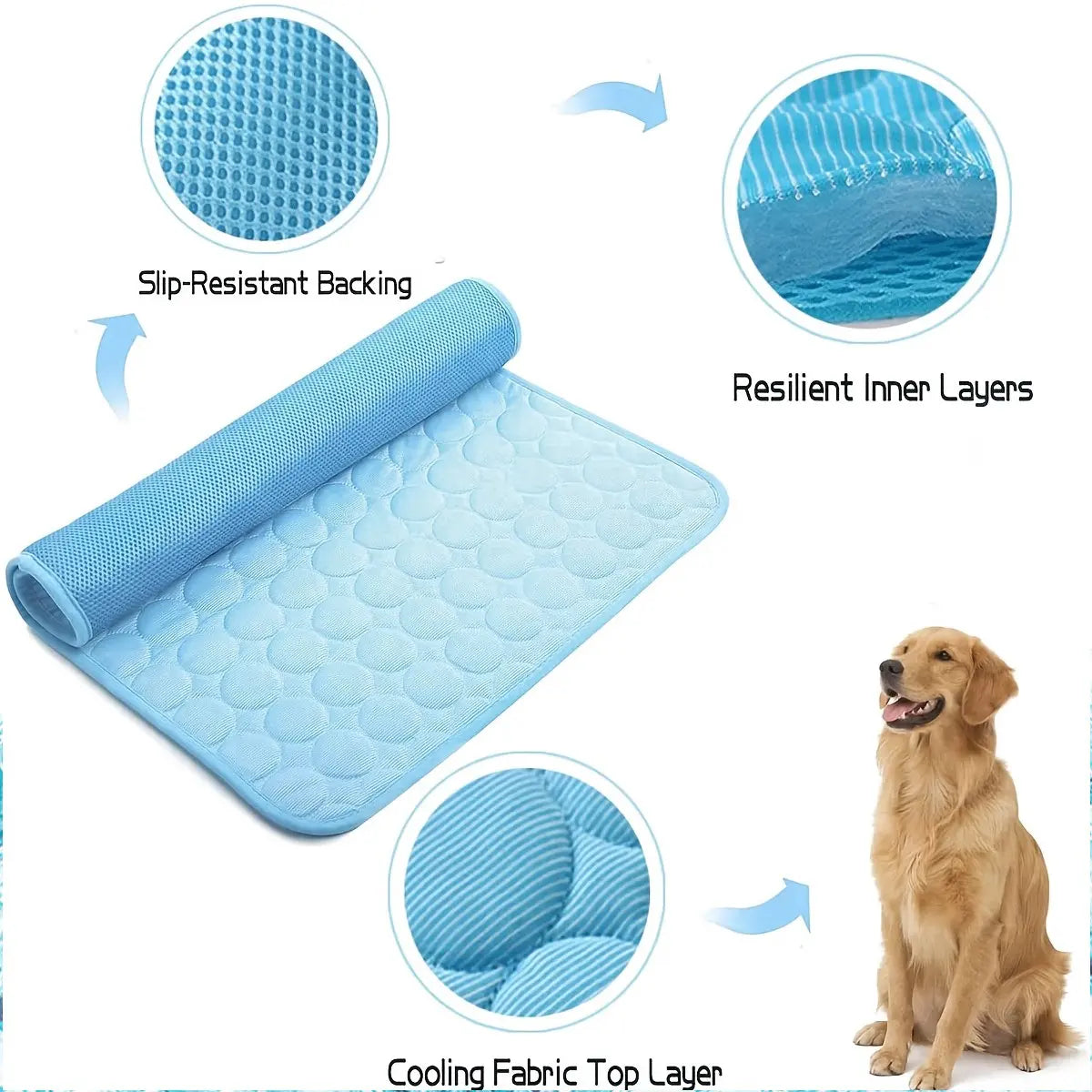 2026 Ice Silk Cooling Dog Bed - Non-Slip, Machine Washable Summer Comfort Mat for Pets of All Sizes