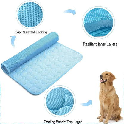 2026 Ice Silk Cooling Dog Bed - Non-Slip, Machine Washable Summer Comfort Mat for Pets of All Sizes
