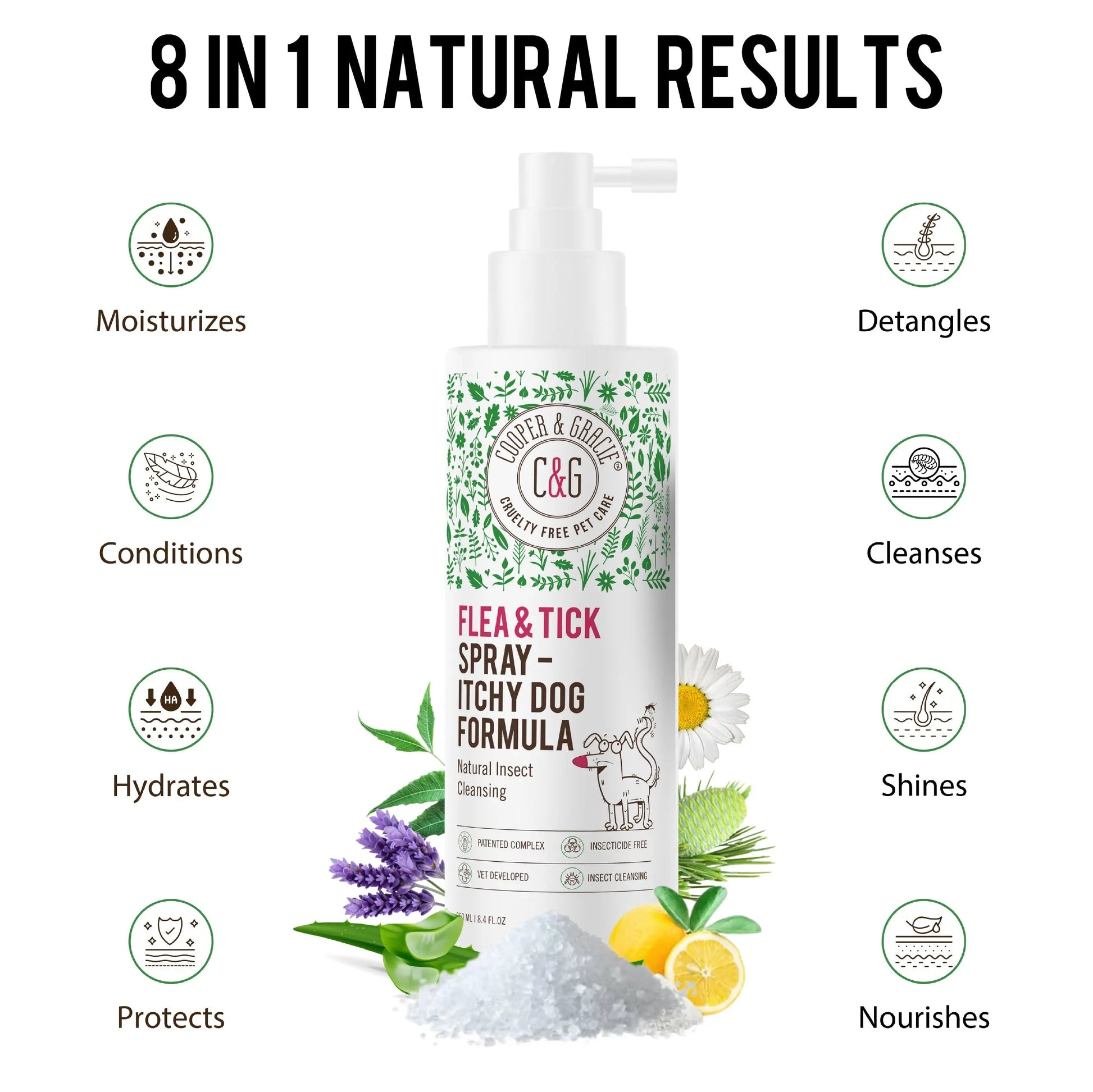 Natural Flea & Tick Shampoo for Dogs - 300ml Plant-Based Formula for Sensitive Skin - Cleans & Freshens Coat