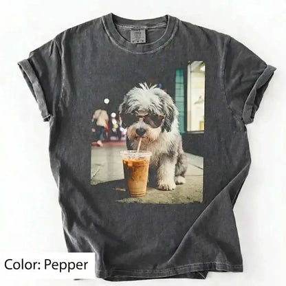 Trendy Comfort Colors Dog Breeds Iced Coffee Tee - Funny Graphic Shirt for Dog Lovers, Unisex Casual Style
