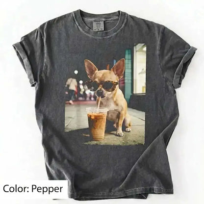Trendy Comfort Colors Dog Breeds Iced Coffee Tee - Funny Graphic Shirt for Dog Lovers, Unisex Casual Style