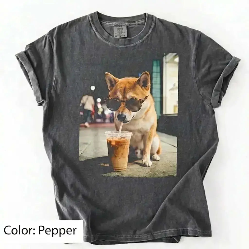 Trendy Comfort Colors Dog Breeds Iced Coffee Tee - Funny Graphic Shirt for Dog Lovers, Unisex Casual Style