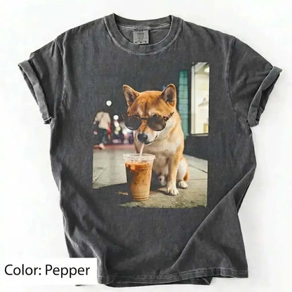 Trendy Comfort Colors Dog Breeds Iced Coffee Tee - Funny Graphic Shirt for Dog Lovers, Unisex Casual Style