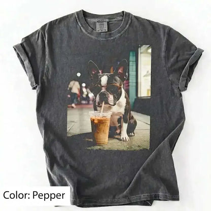 Trendy Comfort Colors Dog Breeds Iced Coffee Tee - Funny Graphic Shirt for Dog Lovers, Unisex Casual Style