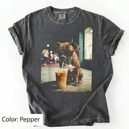 Trendy Comfort Colors Dog Breeds Iced Coffee Tee - Funny Graphic Shirt for Dog Lovers, Unisex Casual Style