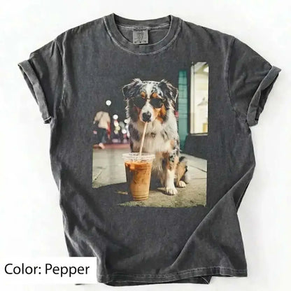 Trendy Comfort Colors Dog Breeds Iced Coffee Tee - Funny Graphic Shirt for Dog Lovers, Unisex Casual Style