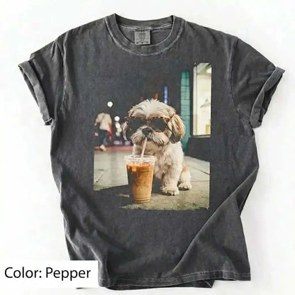 Trendy Comfort Colors Dog Breeds Iced Coffee Tee - Funny Graphic Shirt for Dog Lovers, Unisex Casual Style