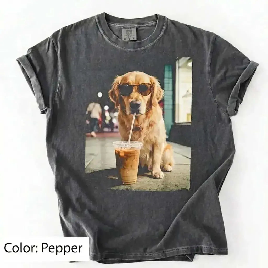 Trendy Comfort Colors Dog Breeds Iced Coffee Tee - Funny Graphic Shirt for Dog Lovers, Unisex Casual Style