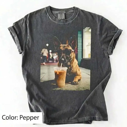 Trendy Comfort Colors Dog Breeds Iced Coffee Tee - Funny Graphic Shirt for Dog Lovers, Unisex Casual Style