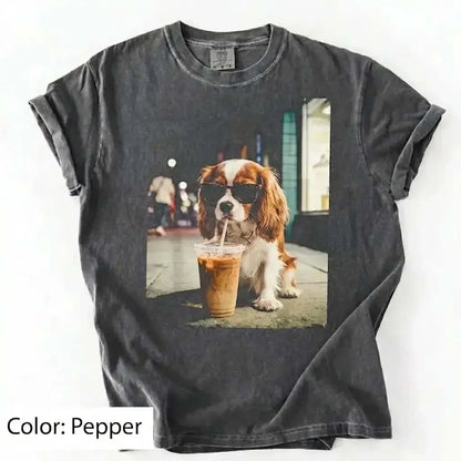 Trendy Comfort Colors Dog Breeds Iced Coffee Tee - Funny Graphic Shirt for Dog Lovers, Unisex Casual Style
