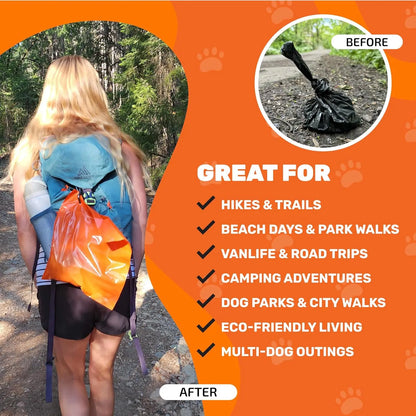 Adventure-Ready Cleanwaste Waggy Baggy Dog Waste Bags - Smell-Proof Dual Bag System with Carry Handle, 10 Count