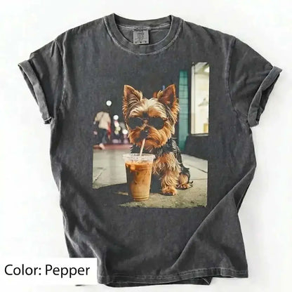 Trendy Comfort Colors Dog Breeds Iced Coffee Tee - Funny Graphic Shirt for Dog Lovers, Unisex Casual Style