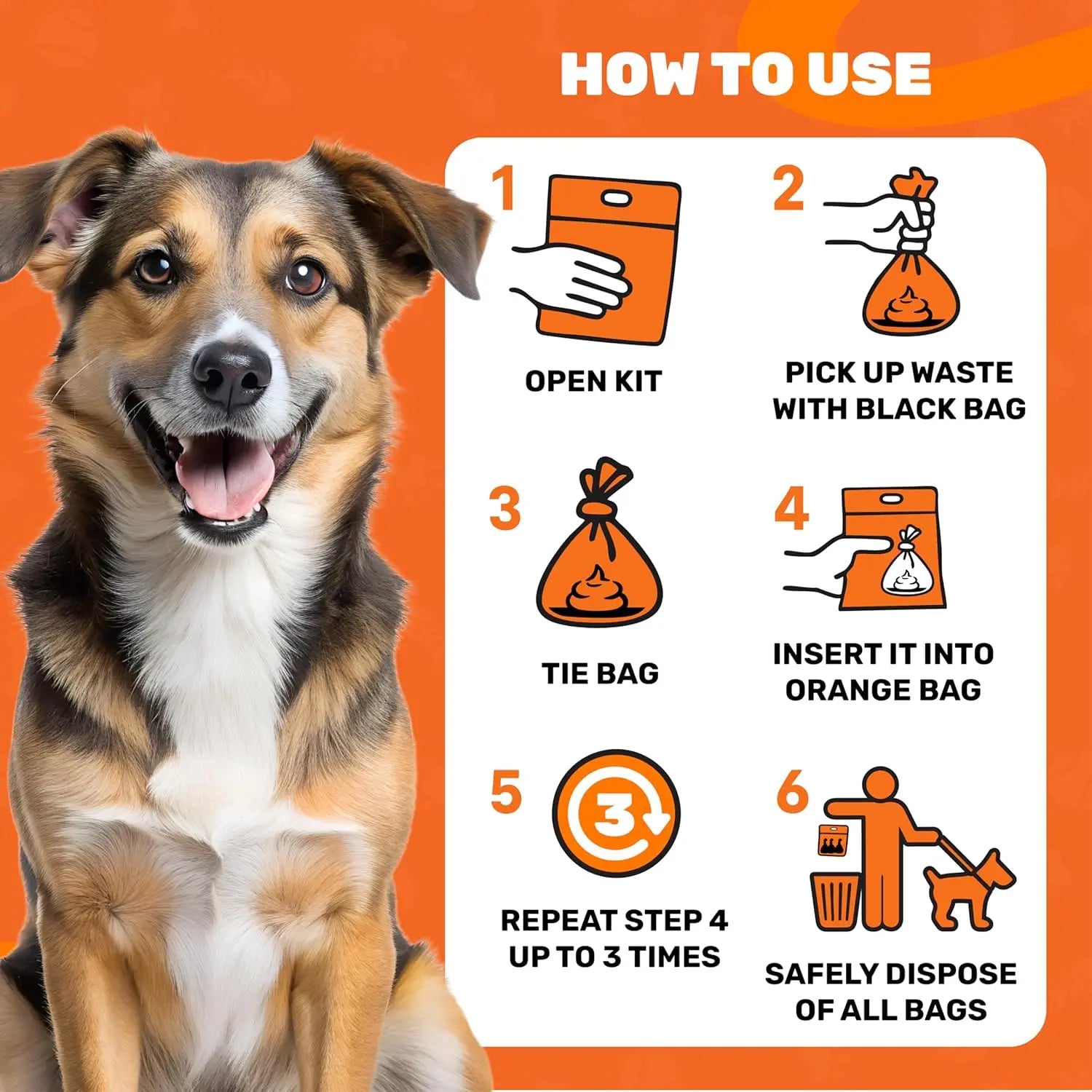 Adventure-Ready Cleanwaste Waggy Baggy Dog Waste Bags - Smell-Proof Dual Bag System with Carry Handle, 10 Count