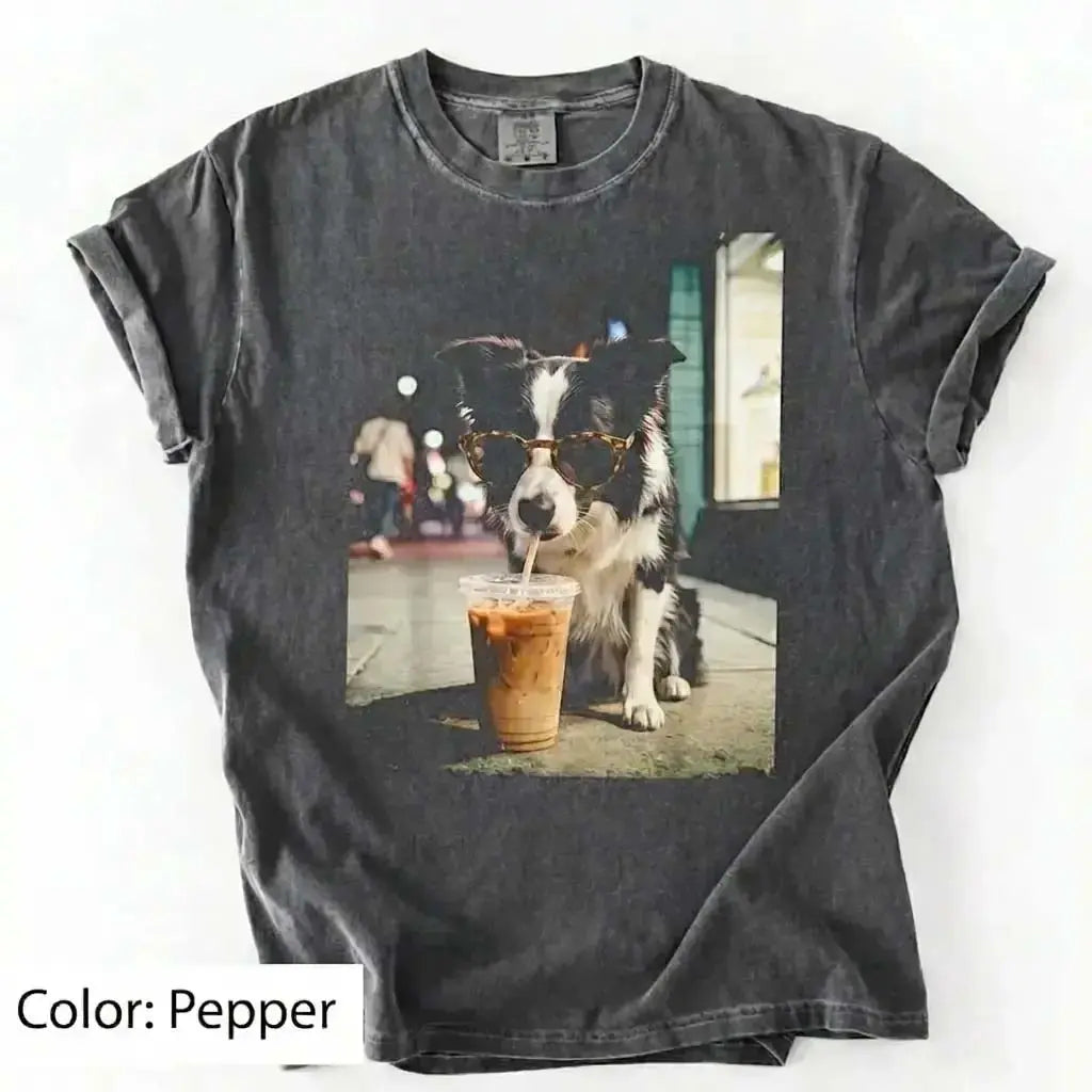 Trendy Comfort Colors Dog Breeds Iced Coffee Tee - Funny Graphic Shirt for Dog Lovers, Unisex Casual Style