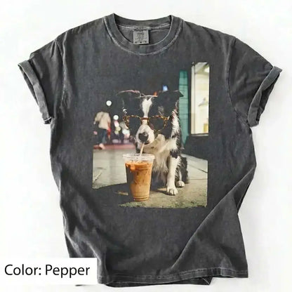 Trendy Comfort Colors Dog Breeds Iced Coffee Tee - Funny Graphic Shirt for Dog Lovers, Unisex Casual Style