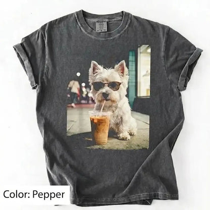 Trendy Comfort Colors Dog Breeds Iced Coffee Tee - Funny Graphic Shirt for Dog Lovers, Unisex Casual Style