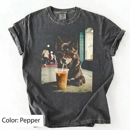 Trendy Comfort Colors Dog Breeds Iced Coffee Tee - Funny Graphic Shirt for Dog Lovers, Unisex Casual Style