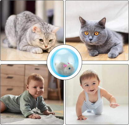 Boredom Buster Smart Cat Toy USB Rechargeable Auto-Rolling Ball with Mouse Hands-Free Play for Indoor Cats