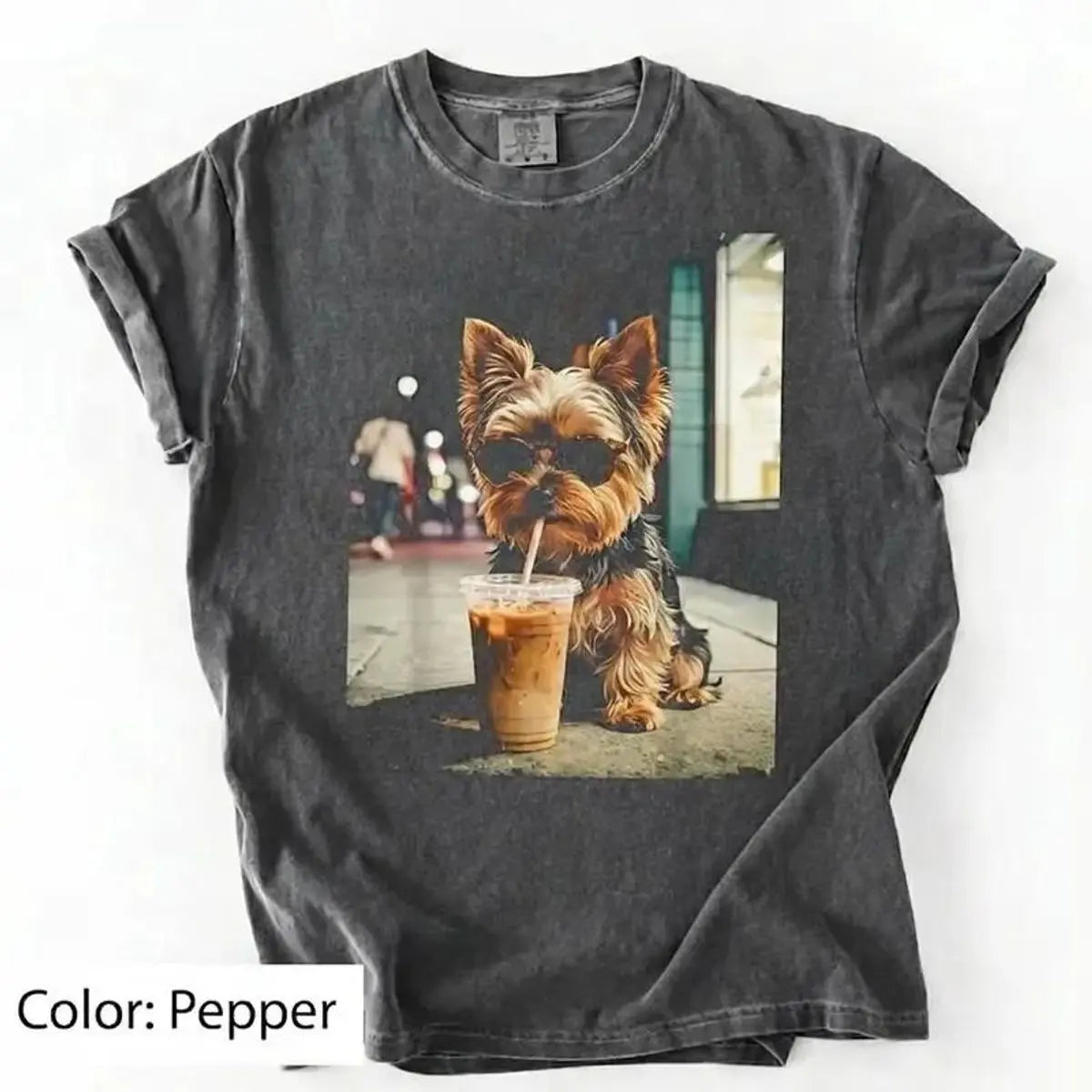 Trendy Comfort Colors Dog Breeds Iced Coffee Tee - Funny Graphic Shirt for Dog Lovers, Unisex Casual Style
