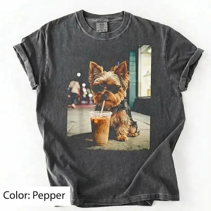 Trendy Comfort Colors Dog Breeds Iced Coffee Tee - Funny Graphic Shirt for Dog Lovers, Unisex Casual Style