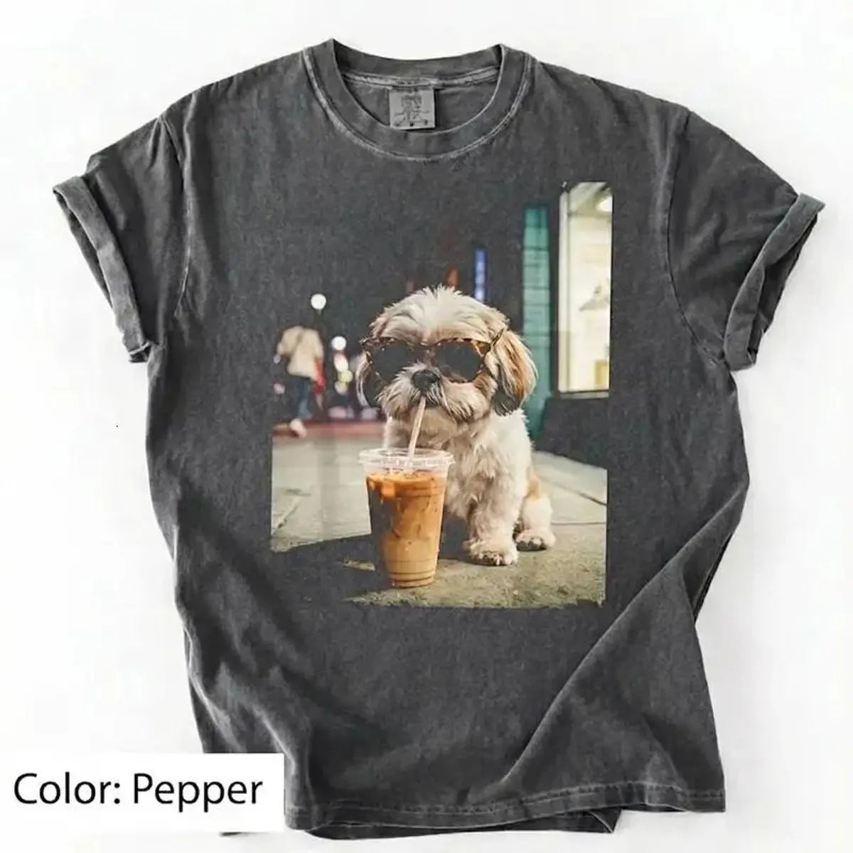 Trendy Comfort Colors Dog Breeds Iced Coffee Tee - Funny Graphic Shirt for Dog Lovers, Unisex Casual Style