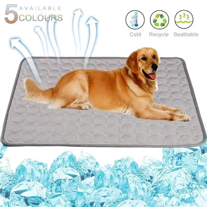2026 Ice Silk Cooling Dog Bed - Non-Slip, Machine Washable Summer Comfort Mat for Pets of All Sizes