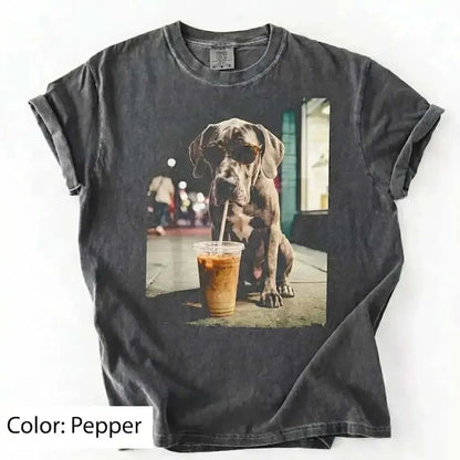 Trendy Comfort Colors Dog Breeds Iced Coffee Tee - Funny Graphic Shirt for Dog Lovers, Unisex Casual Style