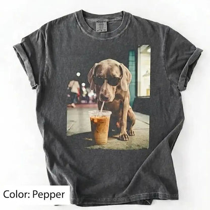Trendy Comfort Colors Dog Breeds Iced Coffee Tee - Funny Graphic Shirt for Dog Lovers, Unisex Casual Style